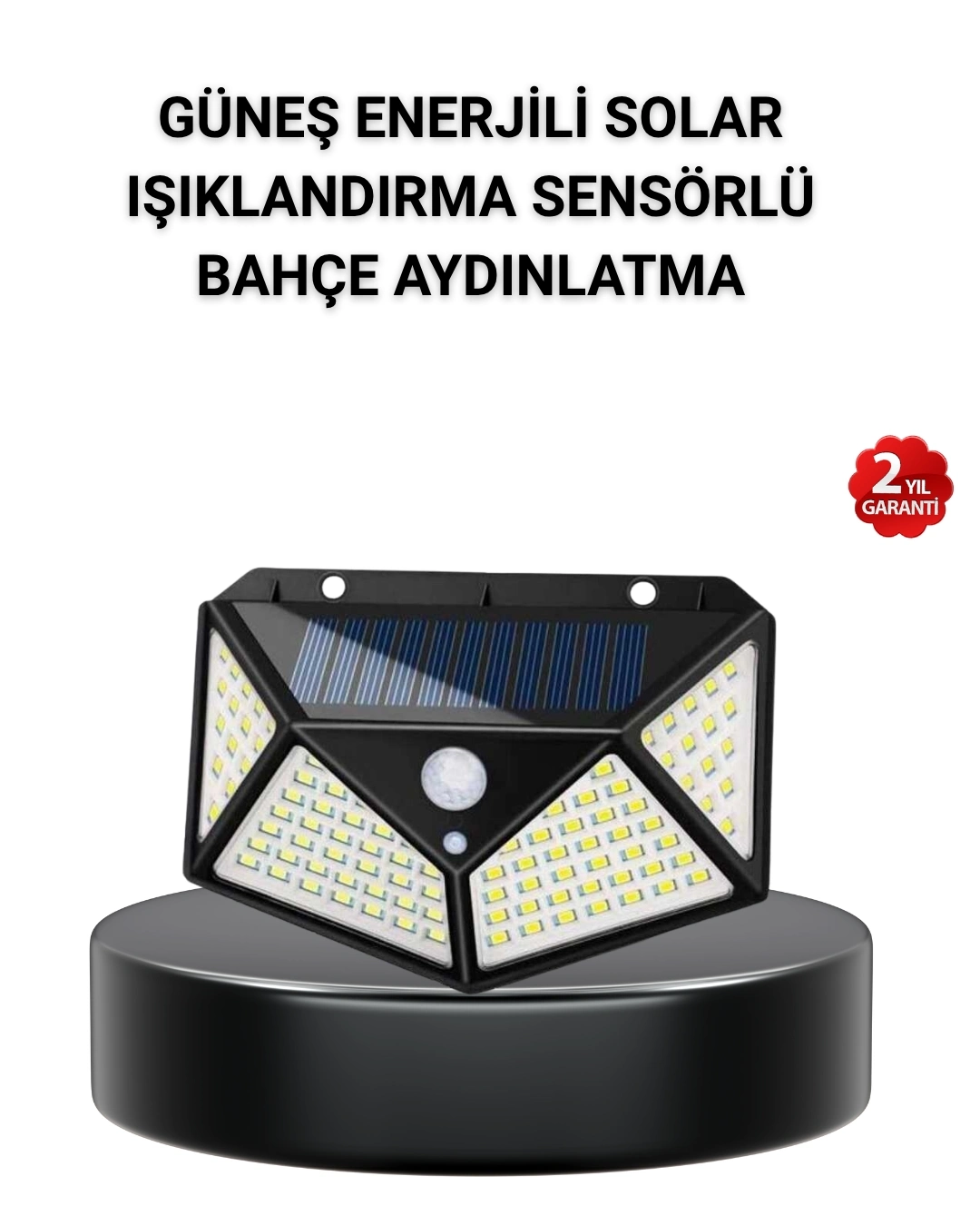 BUĞZ Solar Bahçe Lambası 100 LED Hareket Sensörlü Güneş Enerjili Aydınlatma