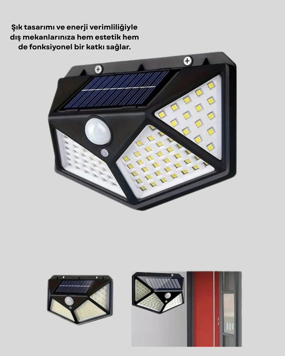 BUĞZ Solar Bahçe Lambası 100 LED Hareket Sensörlü Güneş Enerjili Aydınlatma
