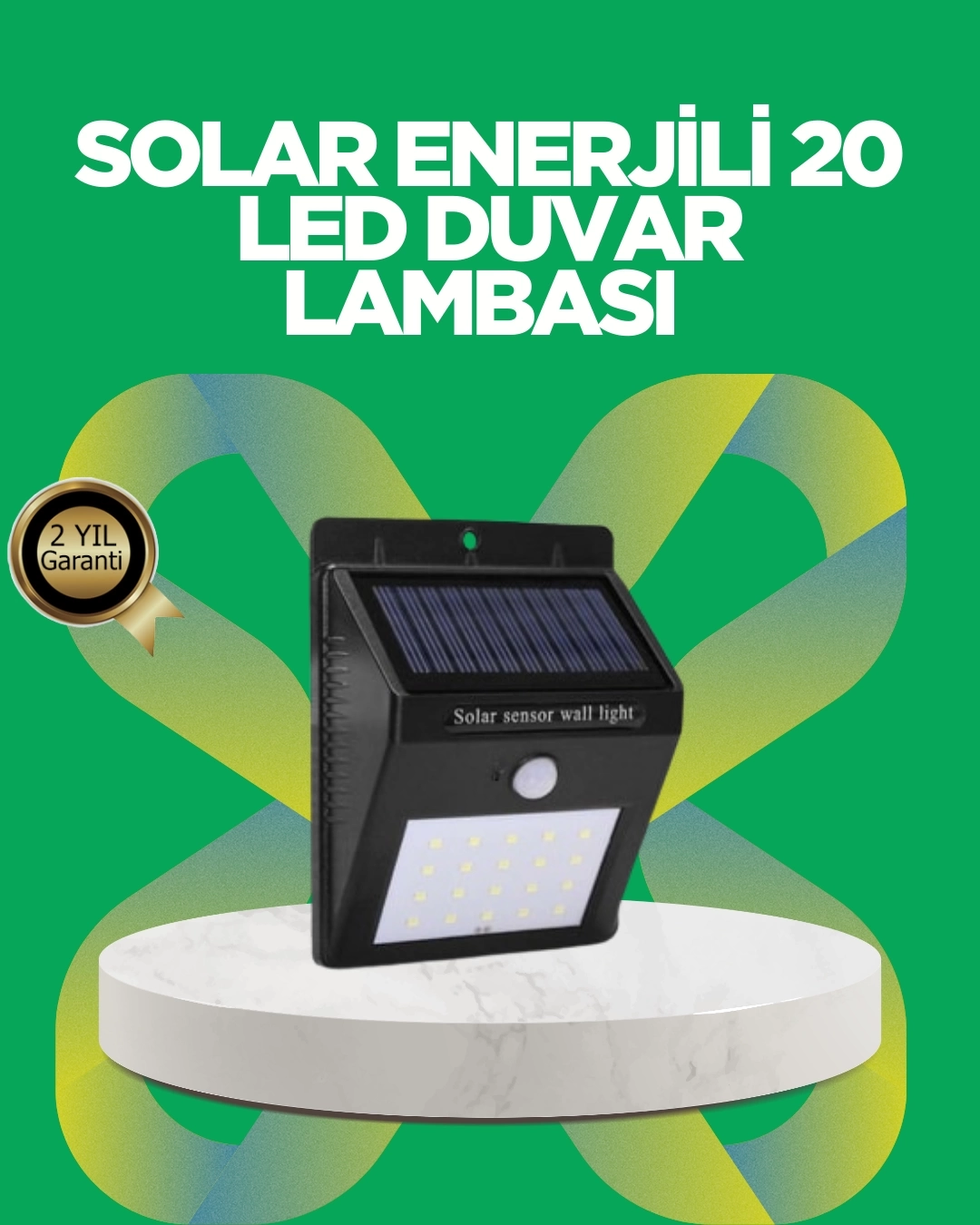 BUĞZ Solar Enerjili 20 LED Hareket Sensörlü Duvar Lambası
