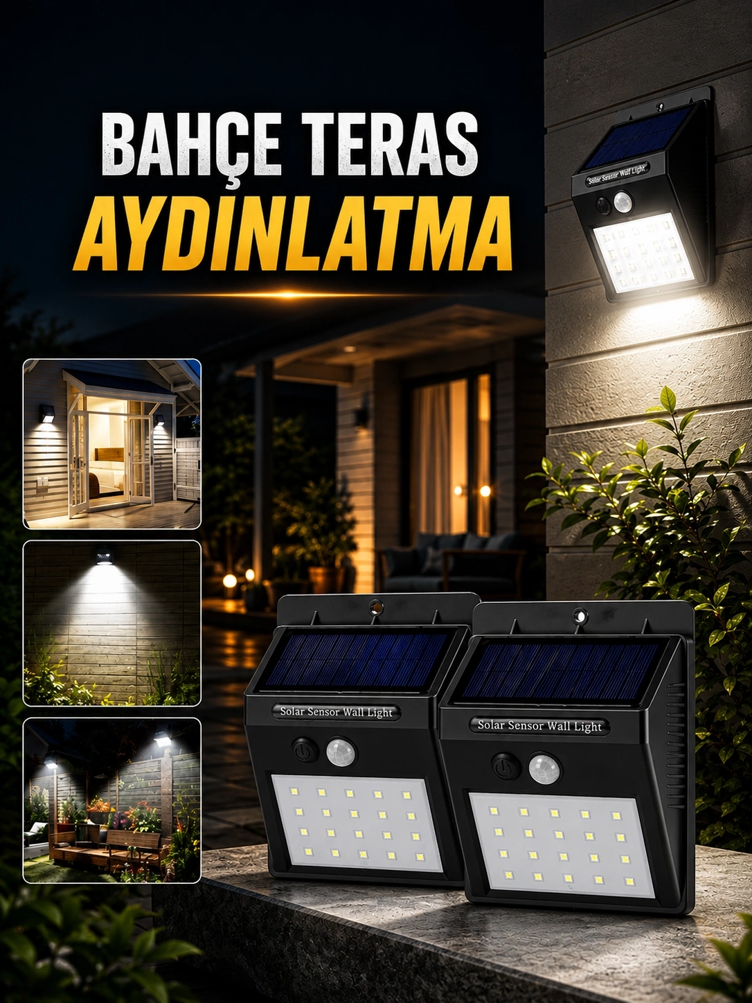 BUĞZ Solar Lamba Giriş, Bahçe Yol Avlu Hareket Sensörlü Led