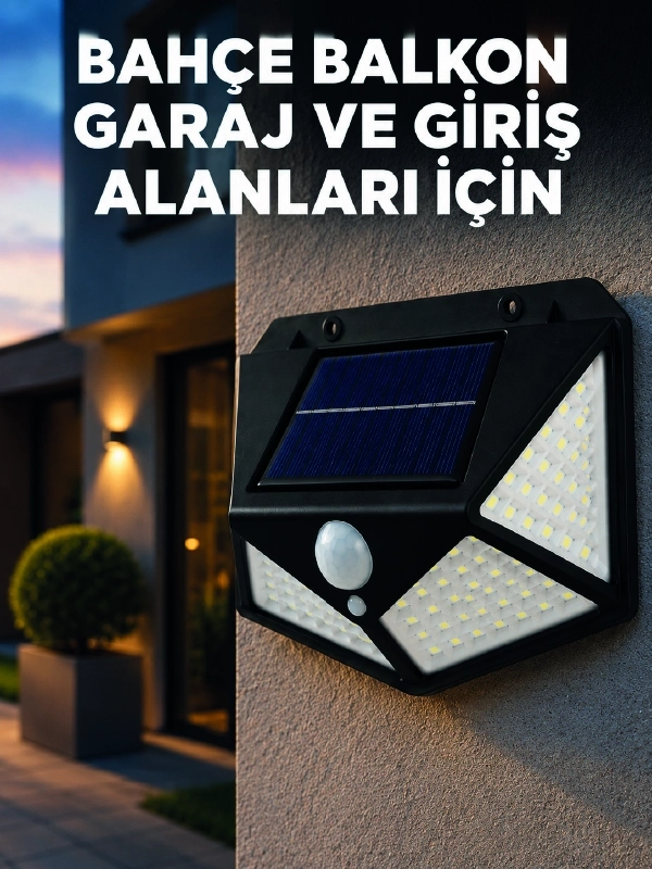 BUĞZ Solar LED Bahçe Aydınlatma Lambası 3 Işık Modlu Sensörlü Duvar Tipi Dış Mekan