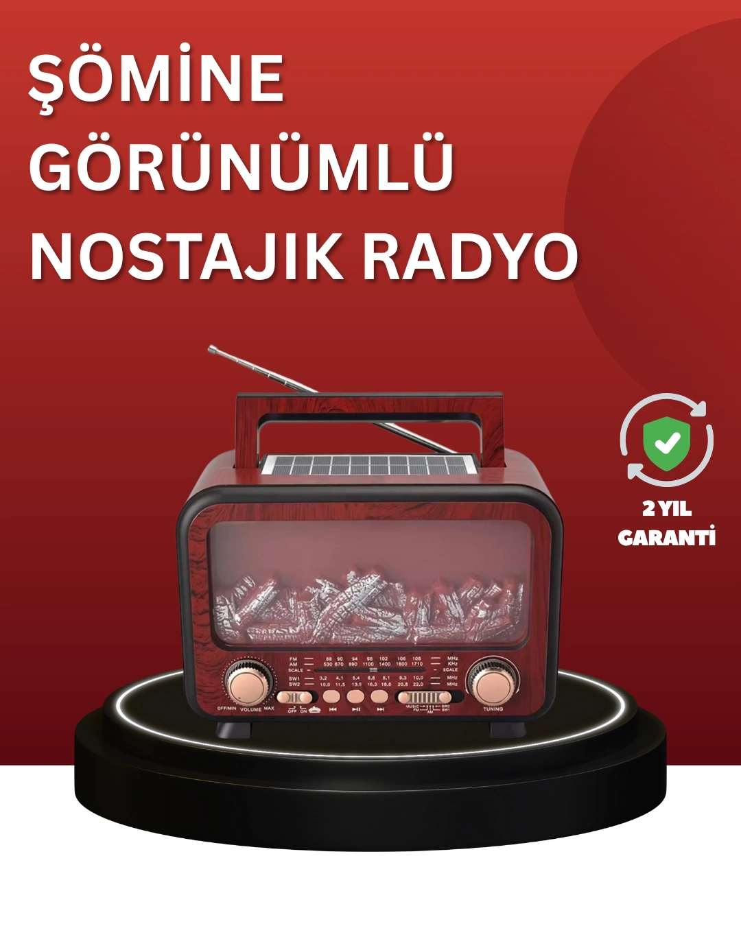 BUĞZ Solar Panelli Alev Işıklı Bluetooth Hoparlör – Çoklu Giriş, Uzun Pil Ömrü
