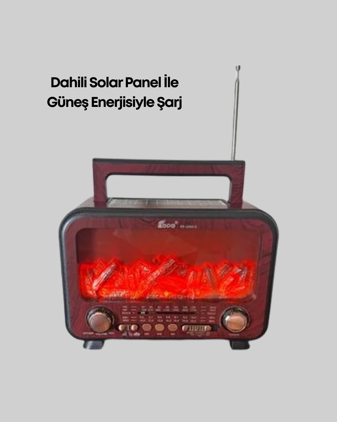 BUĞZ Solar Panelli Alev Işıklı Bluetooth Hoparlör – Çoklu Giriş, Uzun Pil Ömrü