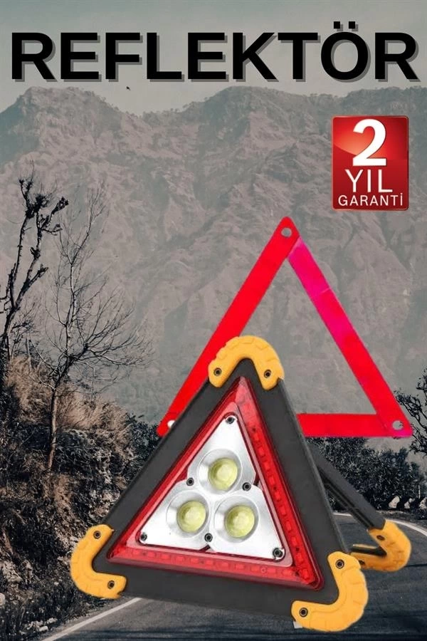 BUĞZ Solar Şarjlı Çok Fonksiyonlu Reflektör Işıklı Ikaz Lambası Acil Durum Reflektörü Acil Durum Uyarı Lambası