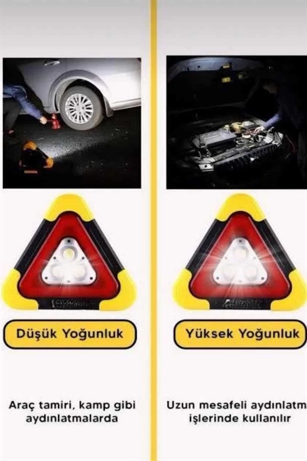 BUĞZ Solar Şarjlı Çok Fonksiyonlu Reflektör Işıklı Ikaz Lambası Acil Durum Reflektörü Acil Durum Uyarı Lambası