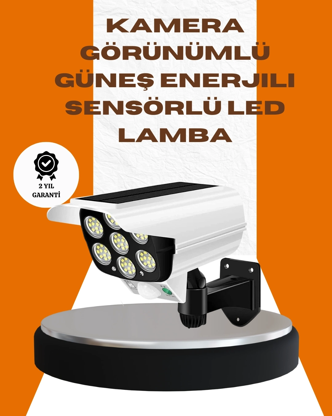 BUĞZ Solar Şarjlı Kamera Tasarımlı LED Duvar Lambası Hareket Sensörlü Dış Mekan Aydınlatma