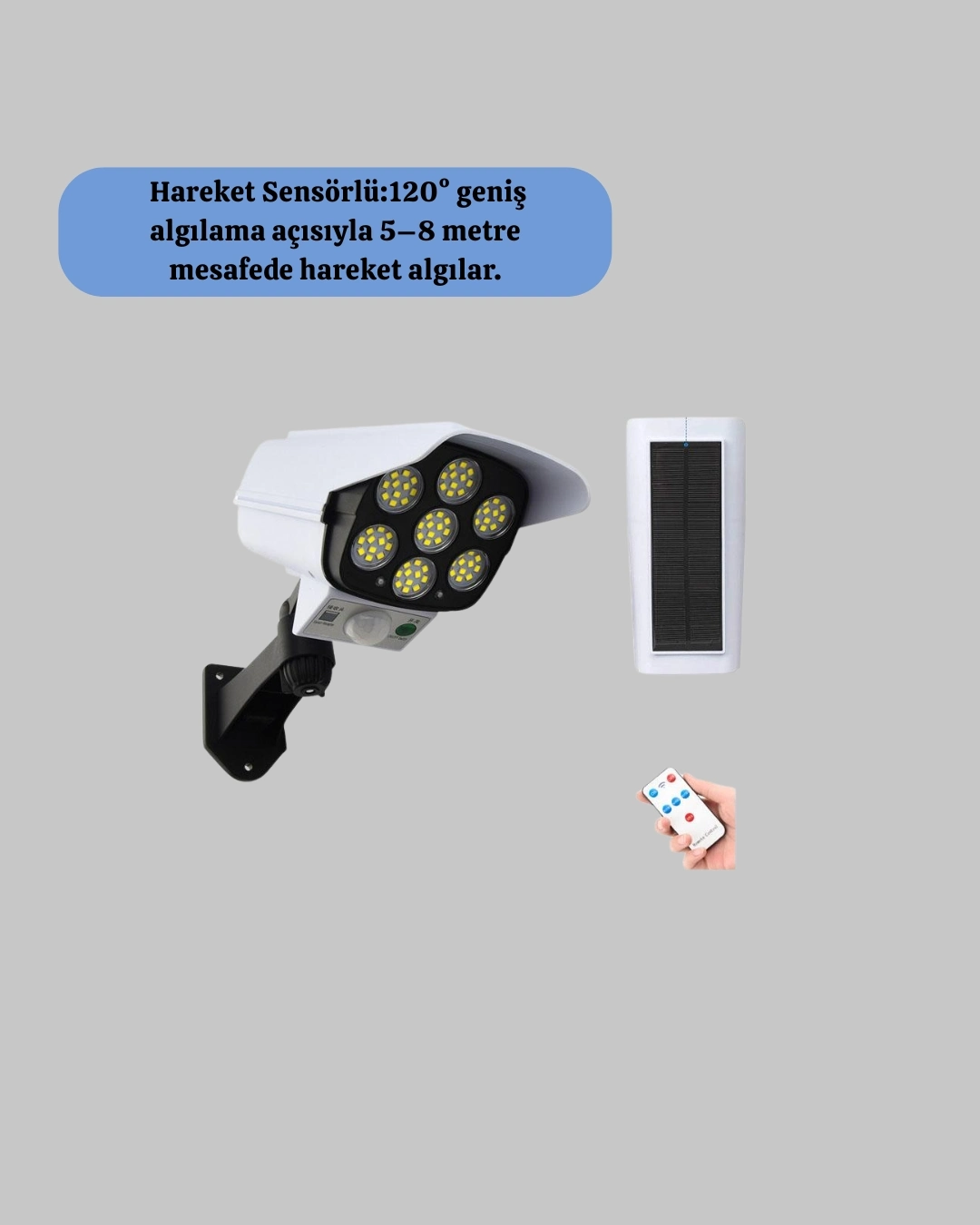 BUĞZ Solar Şarjlı Kamera Tasarımlı LED Duvar Lambası Hareket Sensörlü Dış Mekan Aydınlatma