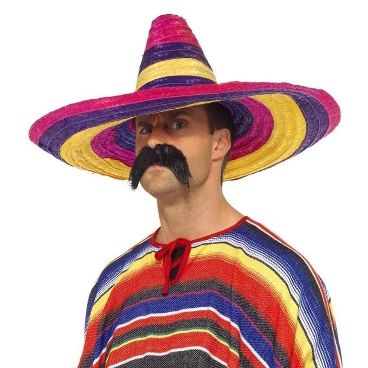 BUĞZ Sombrero Meksika Şapkası Renkli Örme Hasır Yetişkin Boy