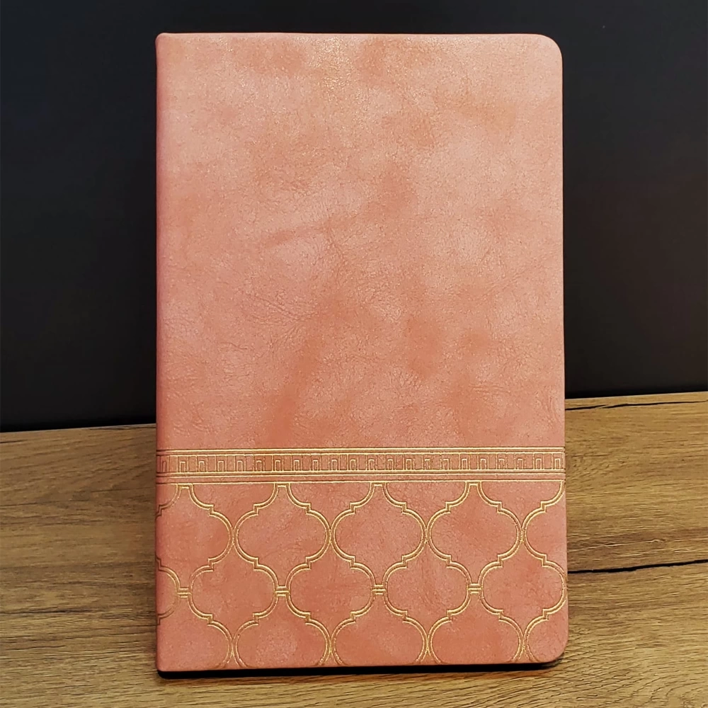 BUĞZ Somon Rengi Desenli Deri Defter