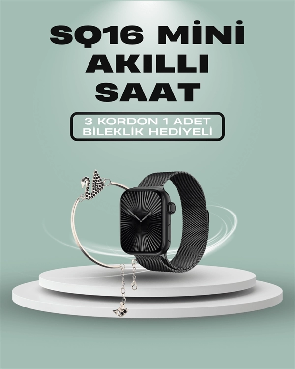 BUĞZ SQ-16 Mini Series 10 Akıllı Saat – 3 Kordon + Hediye Bileklik