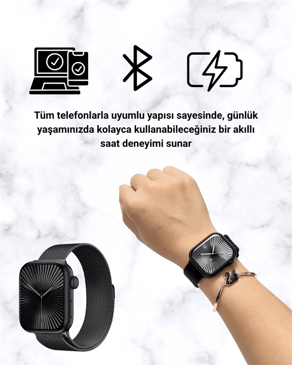 BUĞZ SQ-16 Mini Series 10 Akıllı Saat – 3 Kordon + Hediye Bileklik