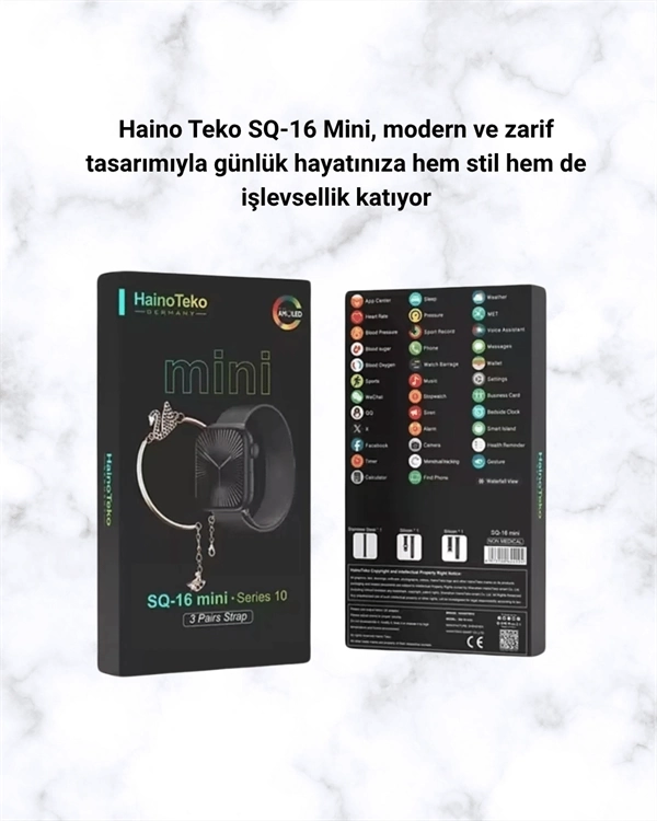 BUĞZ SQ-16 Mini Series 10 Akıllı Saat – 3 Kordon + Hediye Bileklik