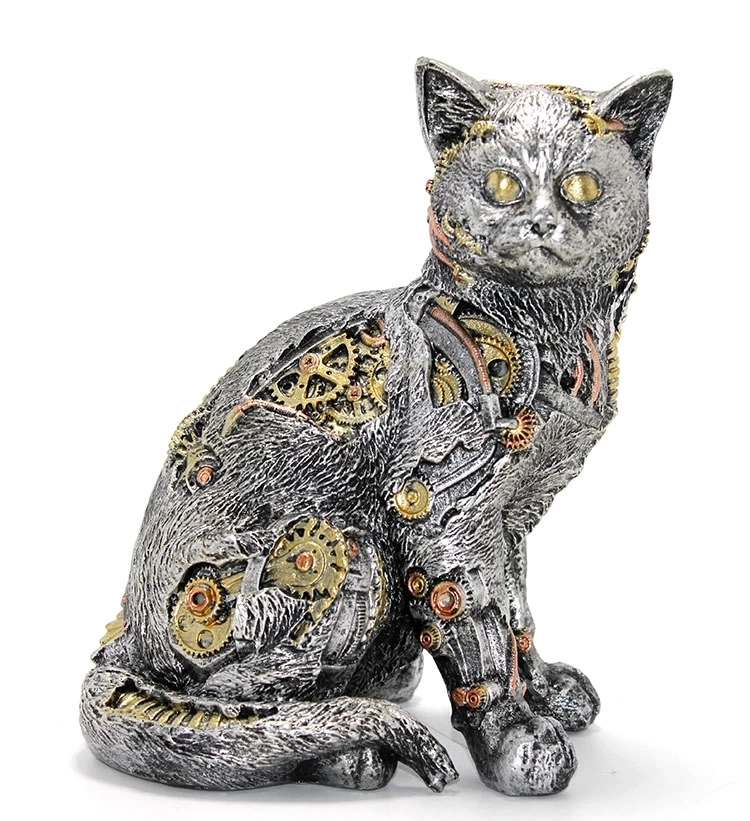 BUĞZ Steampunk Polyester Kedi Figürü Alk2454