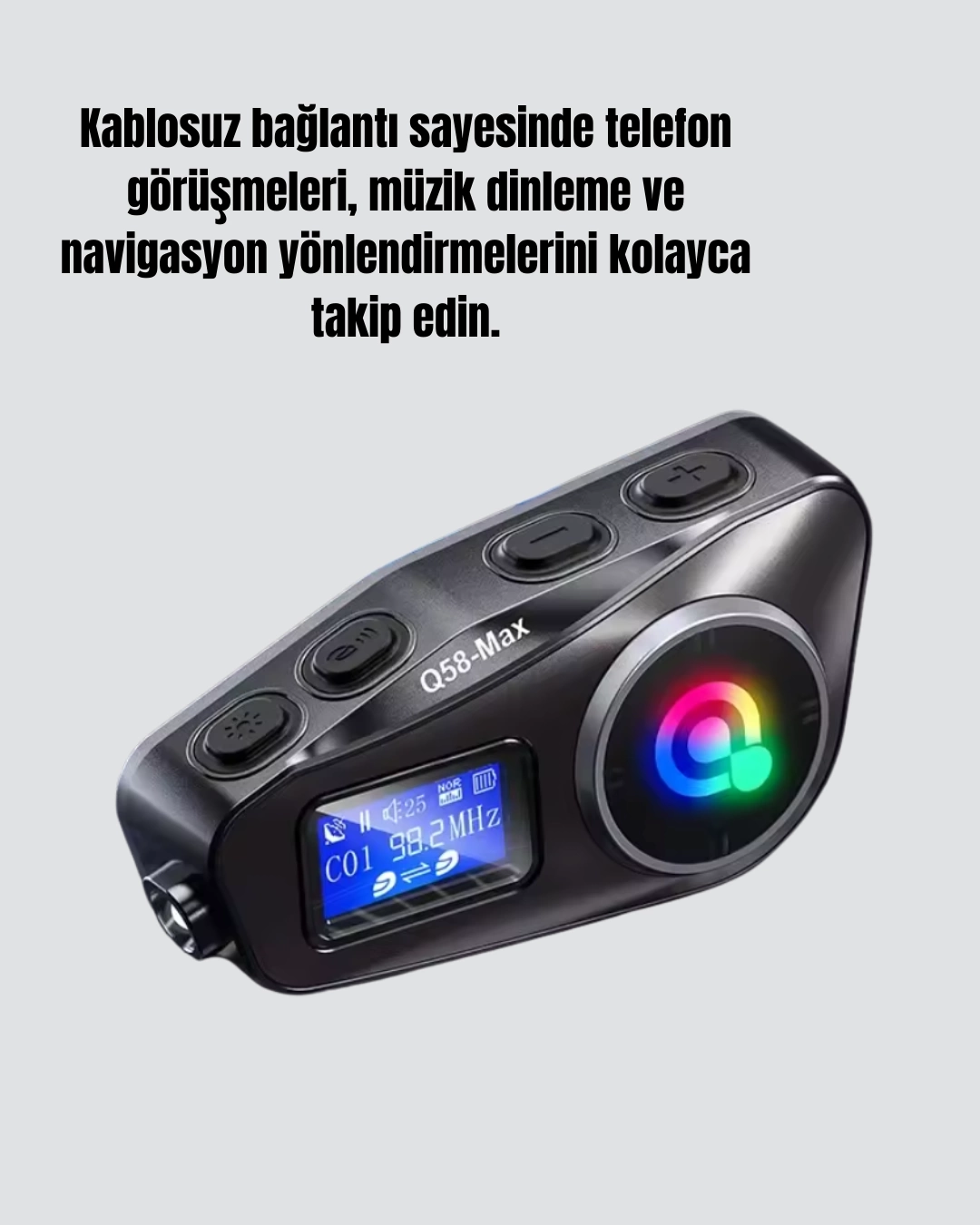 BUĞZ LCD Ekranlı Bluetooth Kask Kulaklığı FM Radyo ve SD Kart Girişli