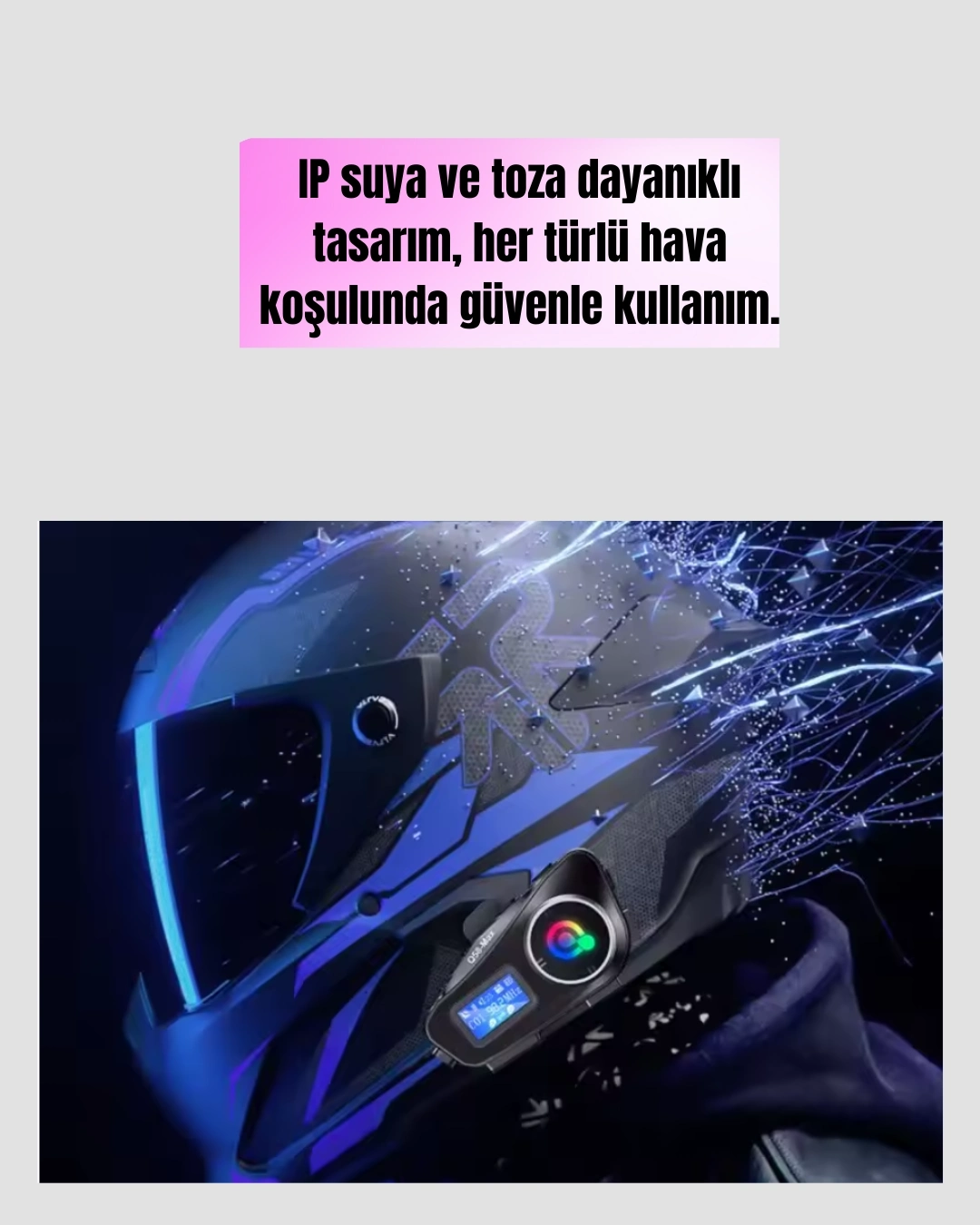 BUĞZ Su Geçirmez Bluetooth 5.3 Kask Kulaklığı 1000mAh Bataryalı