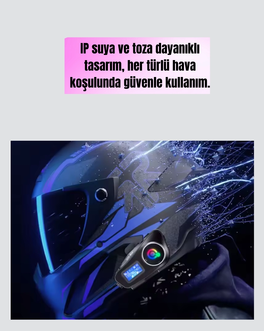 BUĞZ LCD Ekranlı Bluetooth Kask Kulaklığı FM Radyo ve SD Kart Girişli