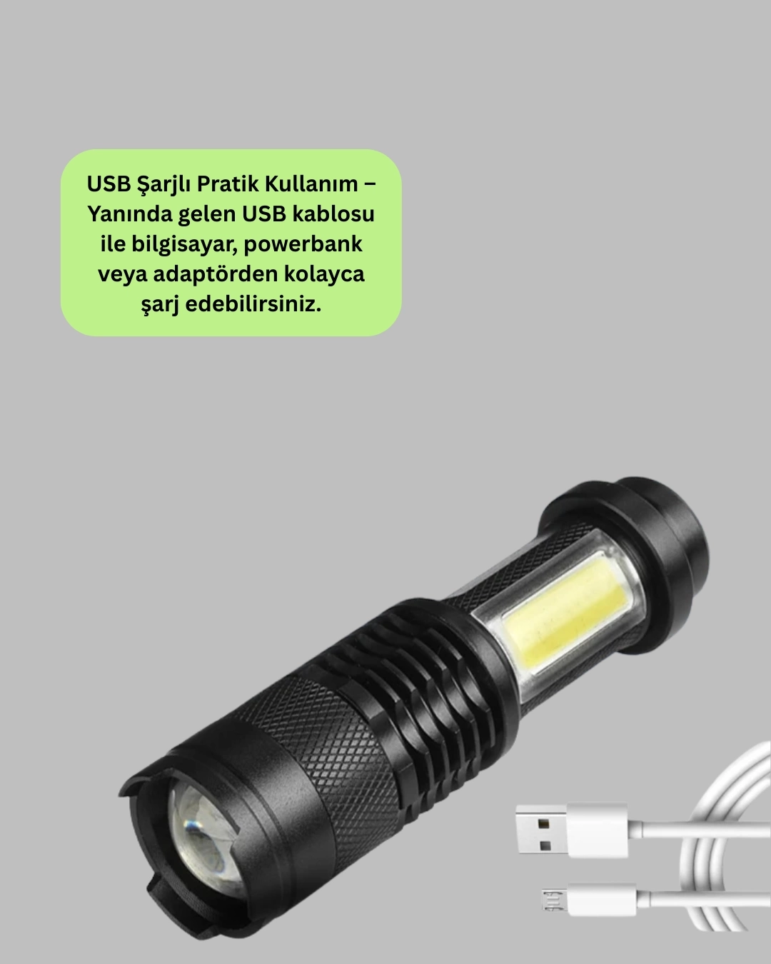 BUĞZ Suya Dayanıklı 4 Modlu Mini LED El Feneri