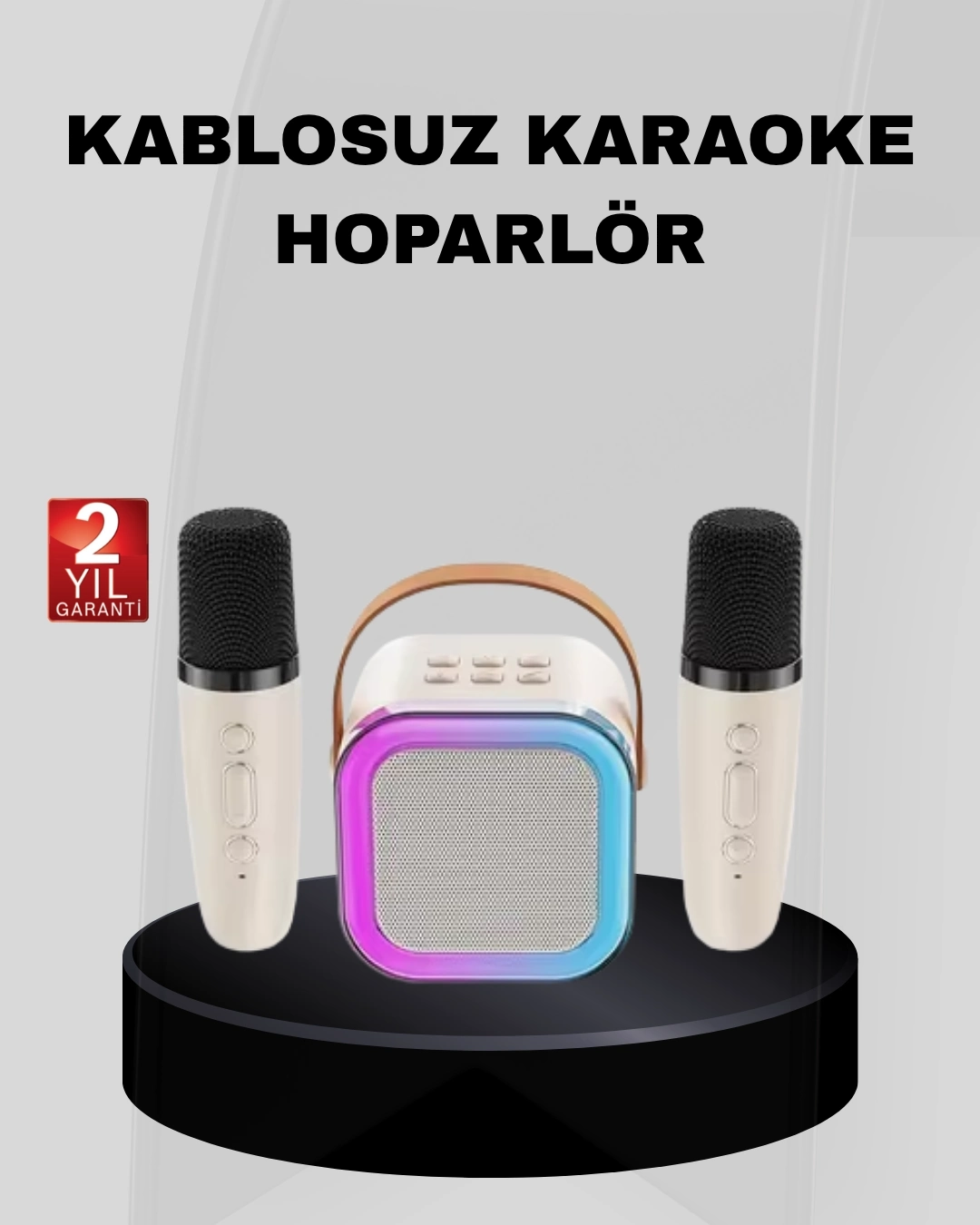 BUĞZ Taşınabilir Karaoke Hoparlör Bluetooth 5.0 ve Çift Mikrofonlu