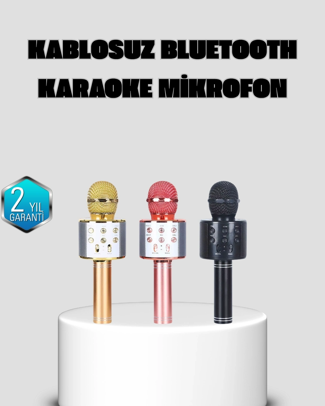 BUĞZ Taşınabilir Karaoke Mikrofon – Bluetooth, USB ve AUX Girişli