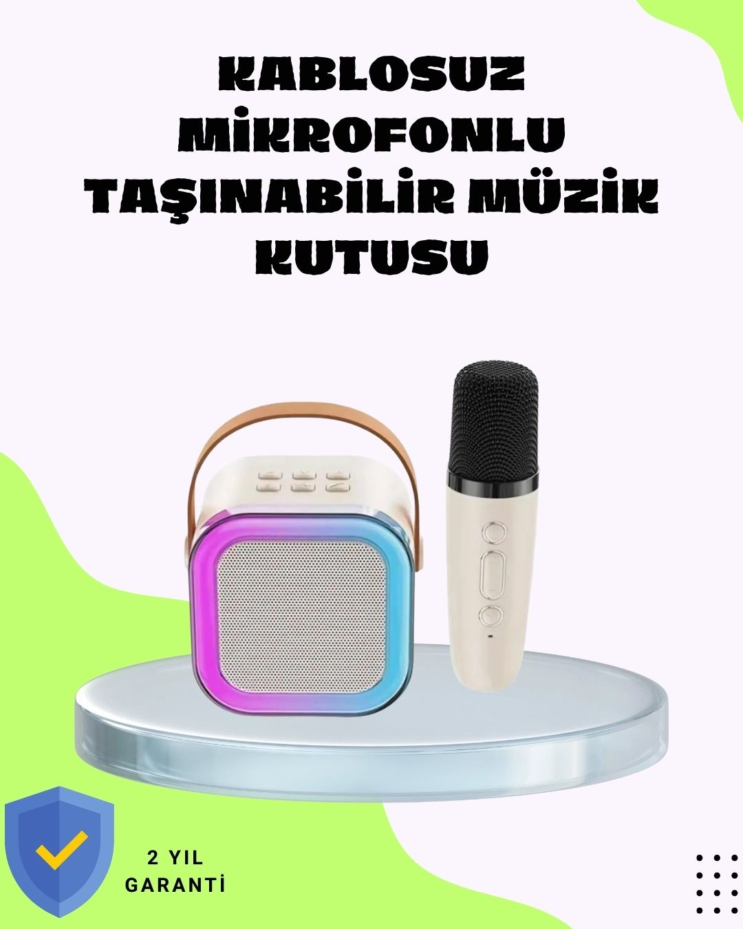 BUĞZ Taşınabilir Karaoke Mikrofon Seti Bluetooth Hoparlörlü