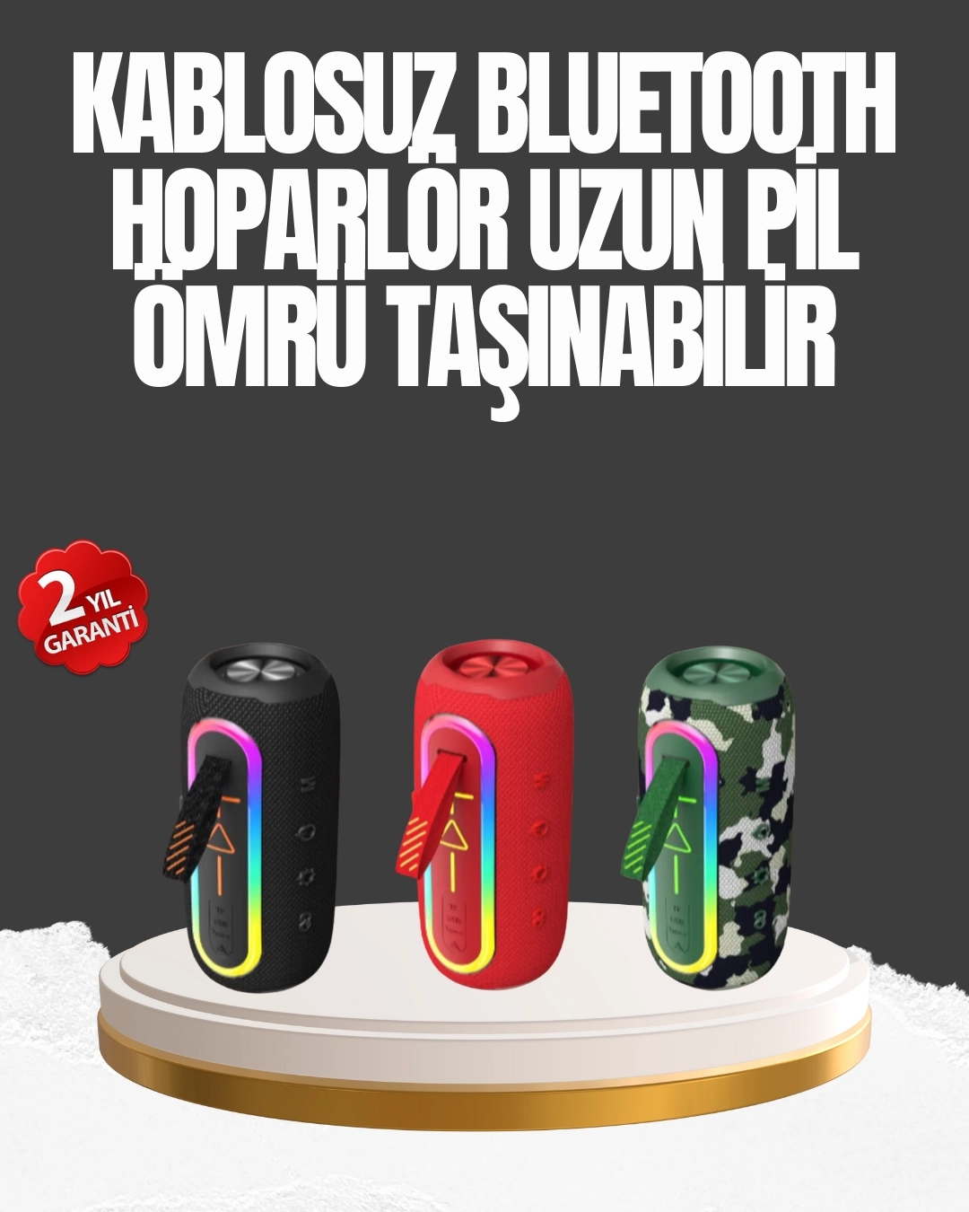 BUĞZ Taşınabilir Şarjlı Bluetooth Hoparlör Güçlü Bas