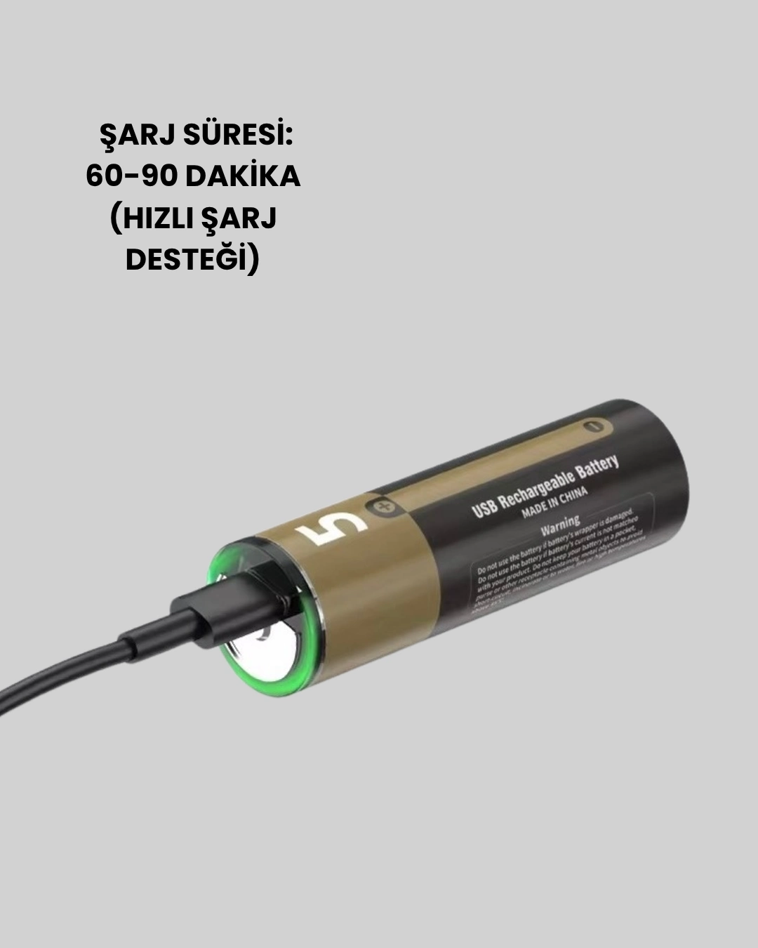BUĞZ Tekrar Şarj Edilebilir AA USB Type-C Pil | 1000+ Döngü | 1.5V Sabit Voltaj