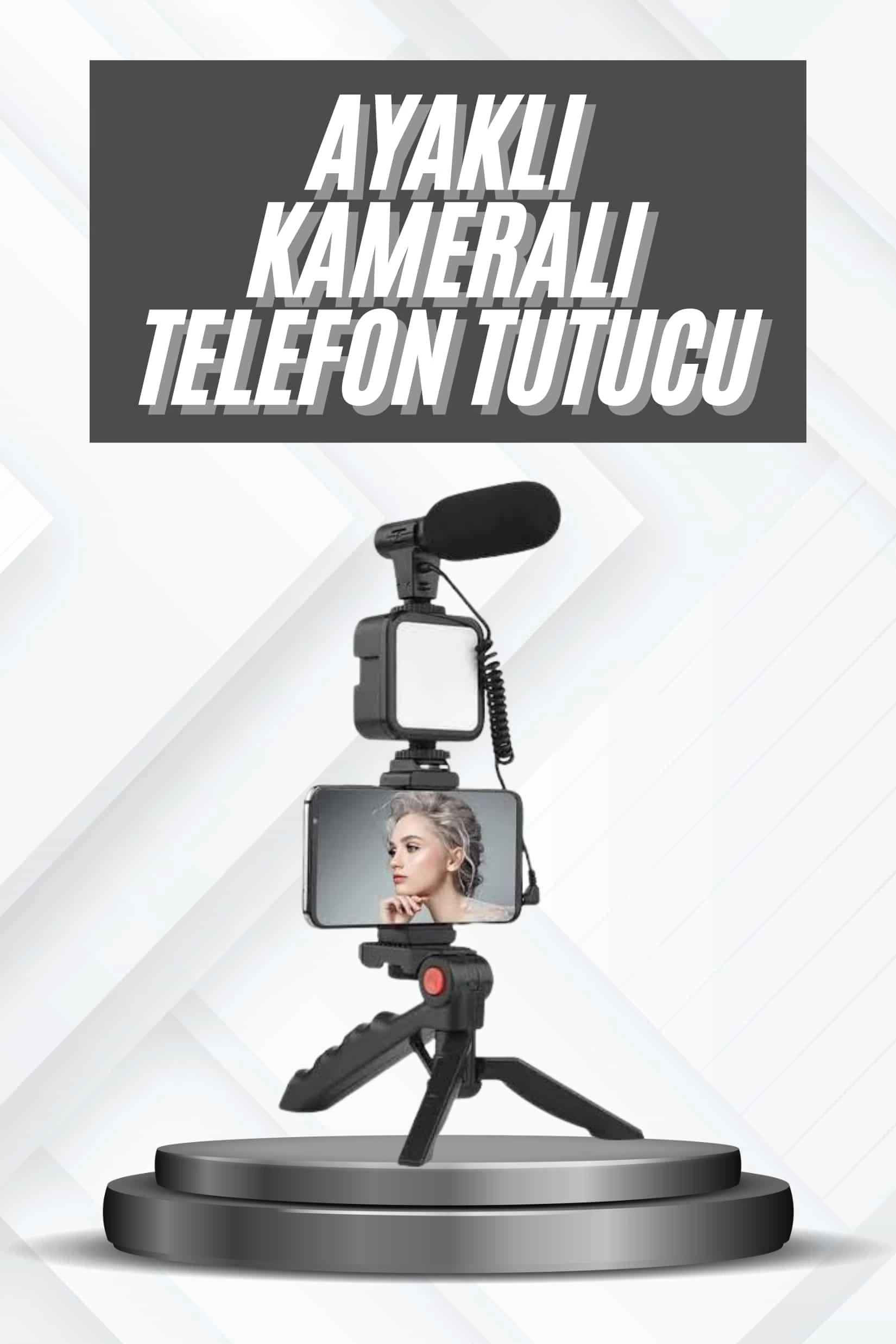 BUĞZ Telefon Tutucu Mikrofonlu Işıklı Youtuber Video Kayıt