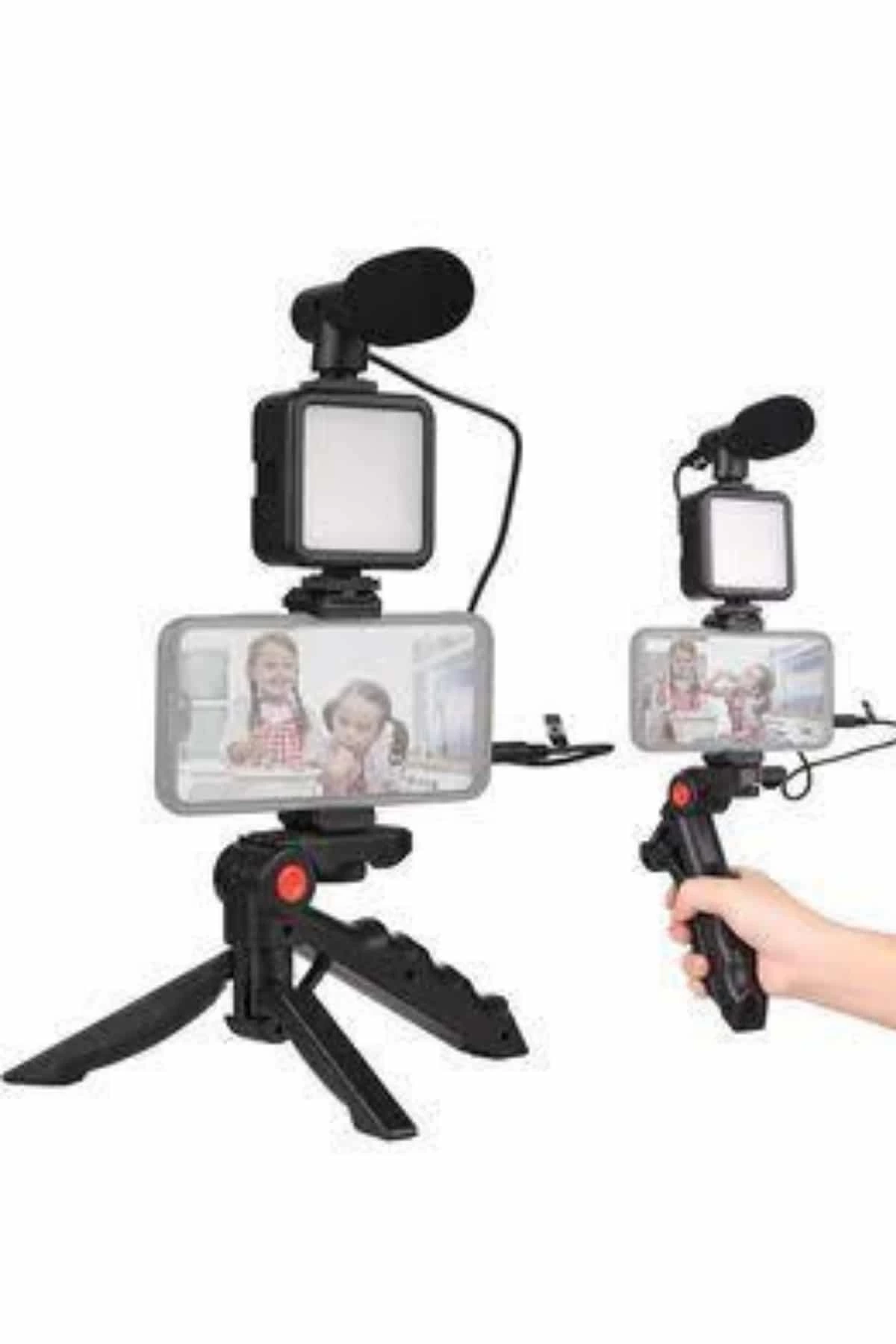 BUĞZ Telefon Tutucu Mini Mikrofonlu Tripod Vlog Çekim Video