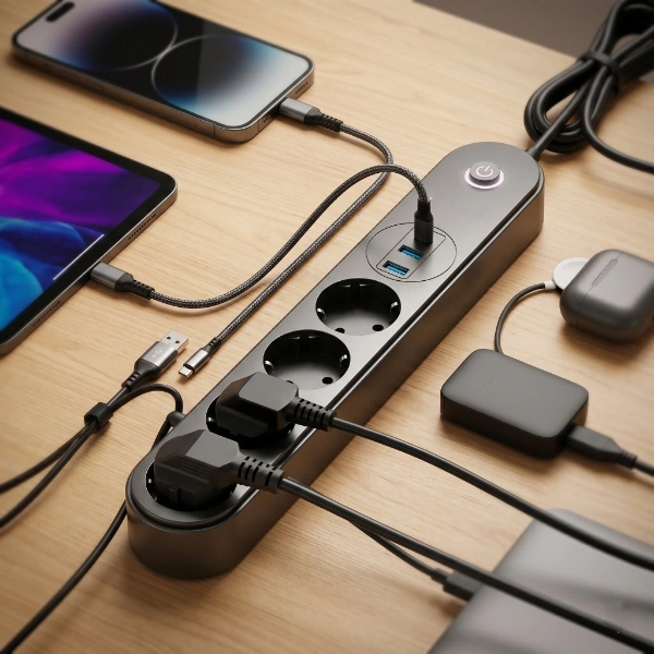 BUĞZ Termal Akım Korumalı 4 Prizli USB Girişli Uzatma Kablosu
