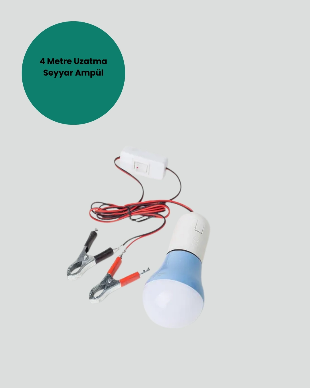 BUĞZ Timsah Kıskaçlı 12V LED Ampul Kamp ve Acil Durum Lambası
