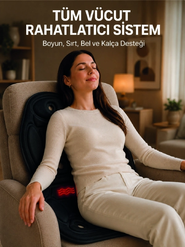 BUĞZ Titreşimli Isıtmalı Koltuk Tipi Masaj Minderi Ergonomik Tasarım