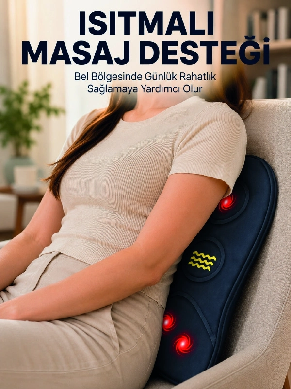 BUĞZ Titreşimli Isıtmalı Sırt ve Bel Masaj Minderi Ergonomik Tasarım