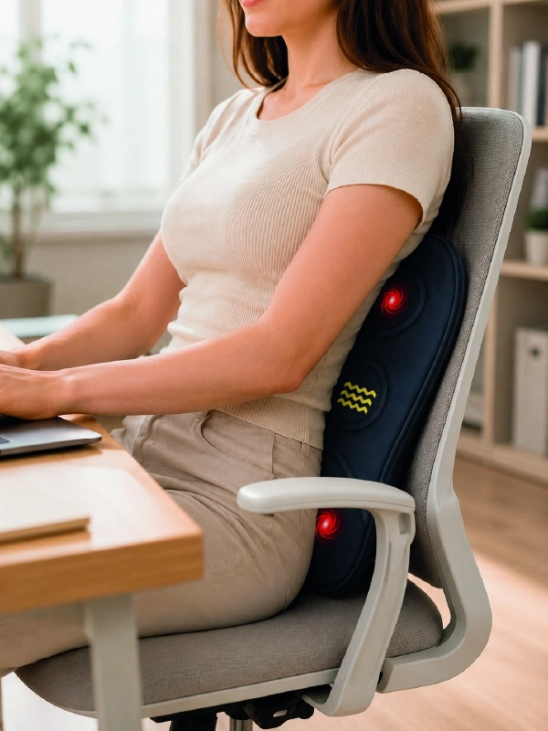 BUĞZ Titreşimli Isıtmalı Sırt ve Bel Masaj Minderi Ergonomik Tasarım