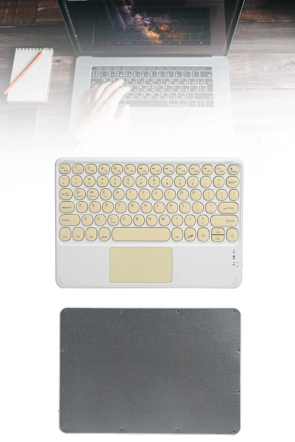 BUĞZ Touchpad Tüm Cihazlara Uyumlu Bluetooth Klavye Touchpad Slim Kablosuz Wifi Q Klavye