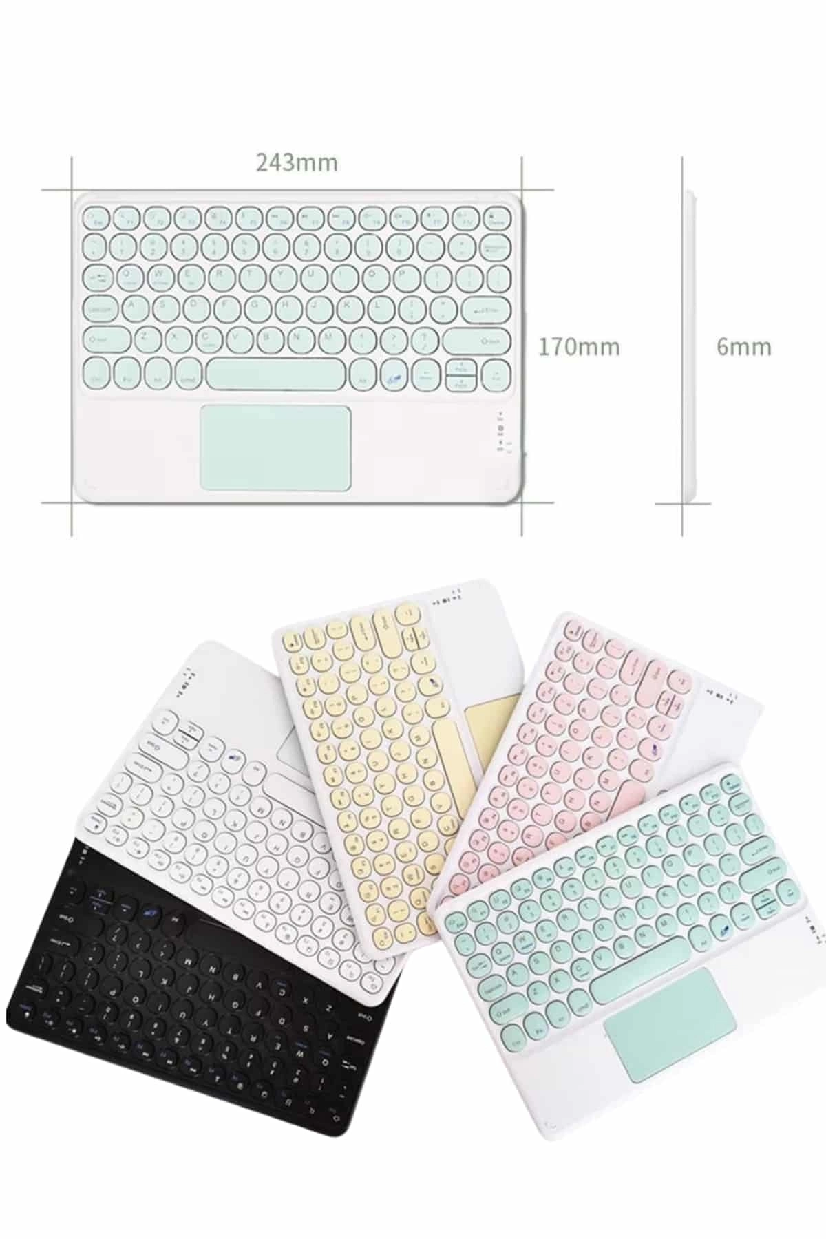 BUĞZ Touchpad Tüm Cihazlara Uyumlu Bluetooth Klavye Touchpad Slim Kablosuz Wifi Q Klavye