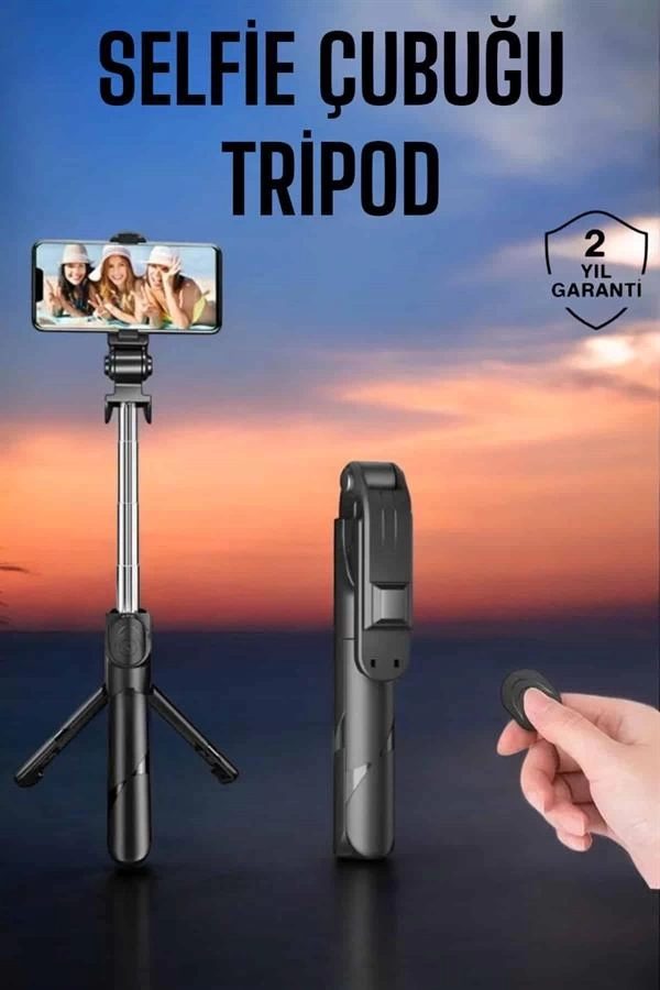 BUĞZ Tripod Kablosuz Bluetooth Bağlantılı Selfie Çubuğu 360 Derece Dönebilen BUĞZ Tripod Kablosuz Bluetooth Bağlantılı Selfie Çubuğu 360 Derece Dönebilen