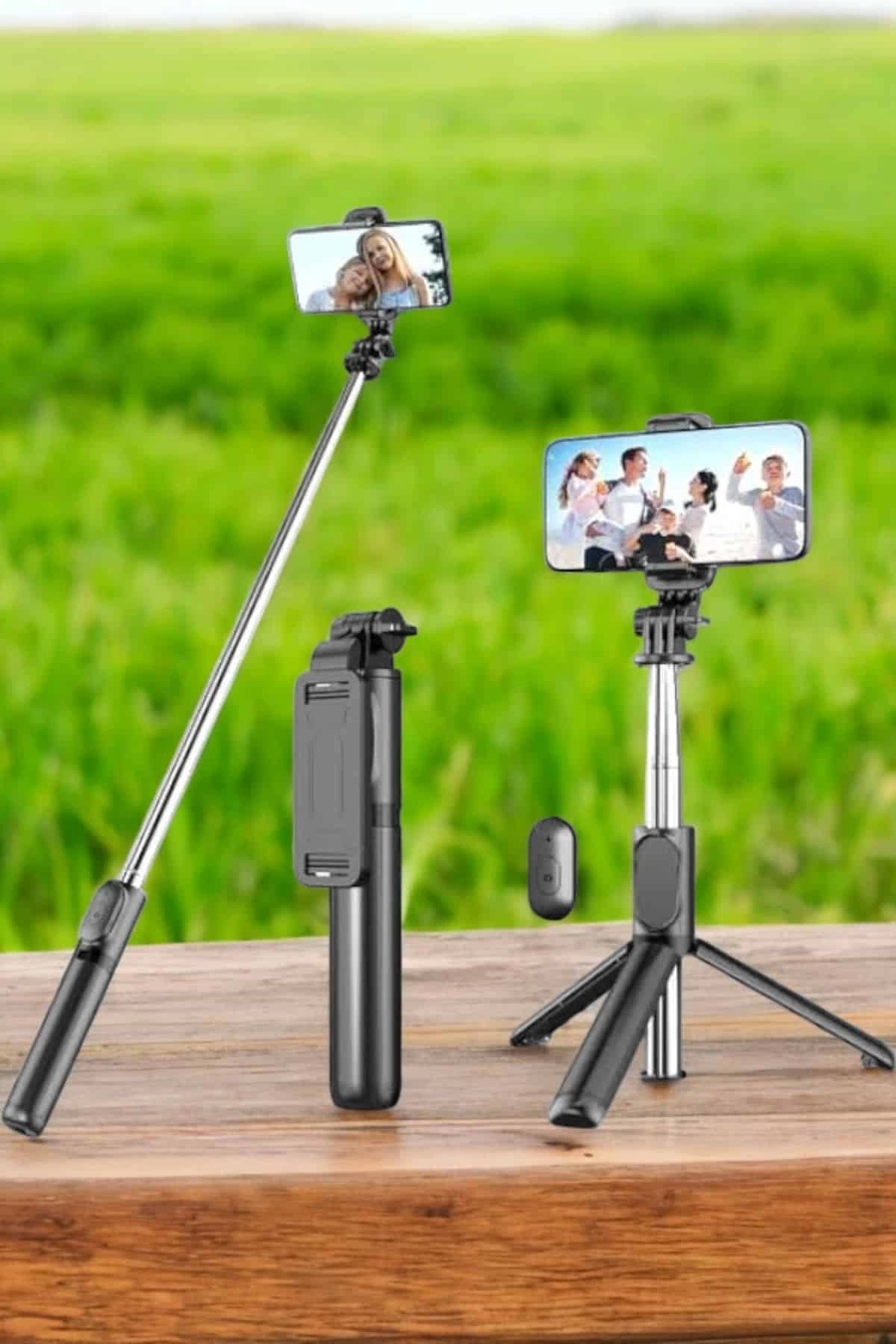 BUĞZ Tripod Kablosuz Bluetooth Bağlantılı Selfie Çubuğu 360 Derece Dönebilen