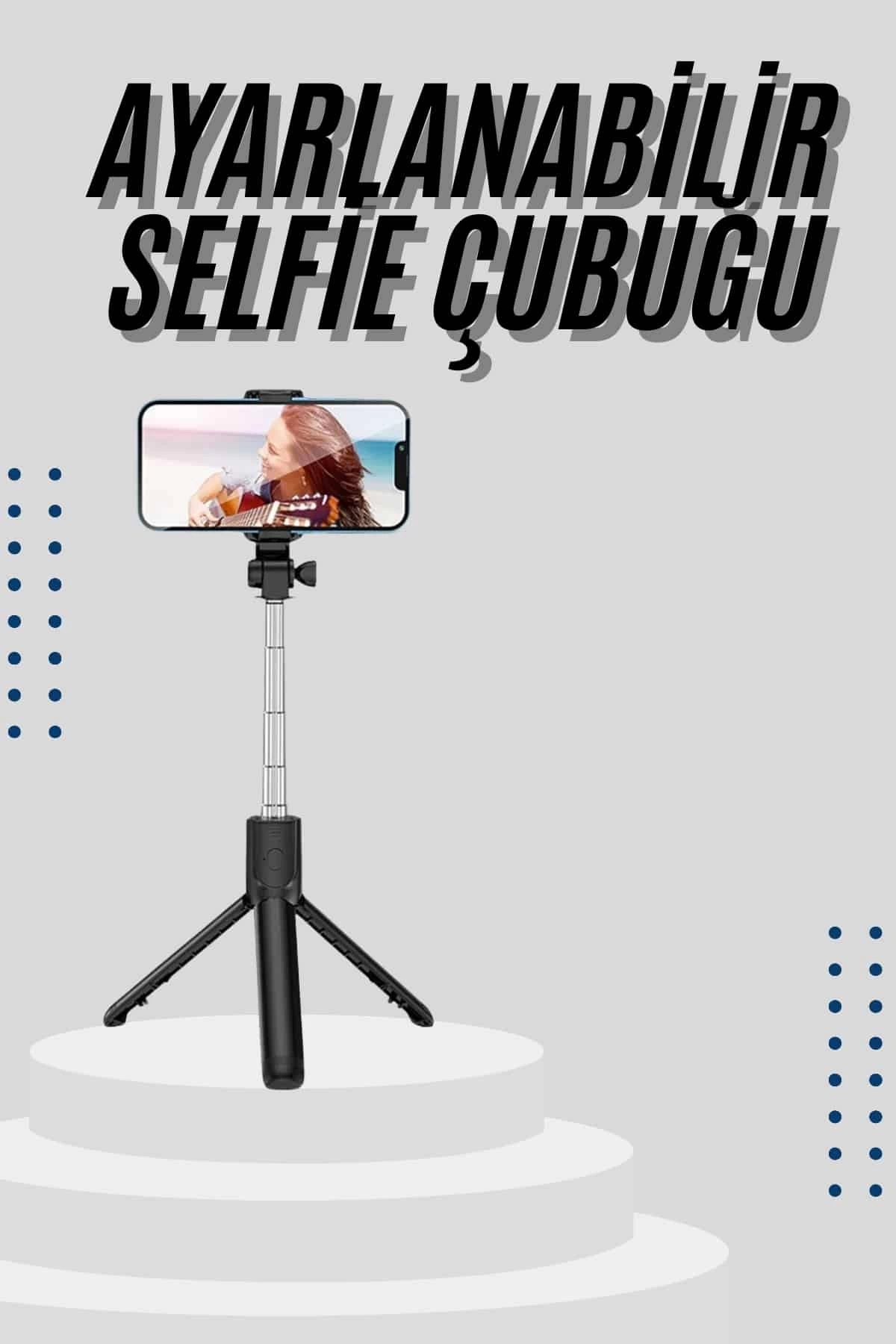 BUĞZ Tripod Selfie Çubuğu Bluetooth Kumandalı Kablosuz Led Işıklı