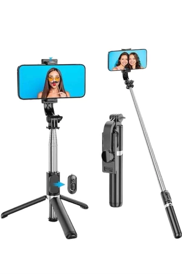 BUĞZ Tripod Selfie Çubuğu Bluetooth Kumandalı Kablosuz Led Işıklı