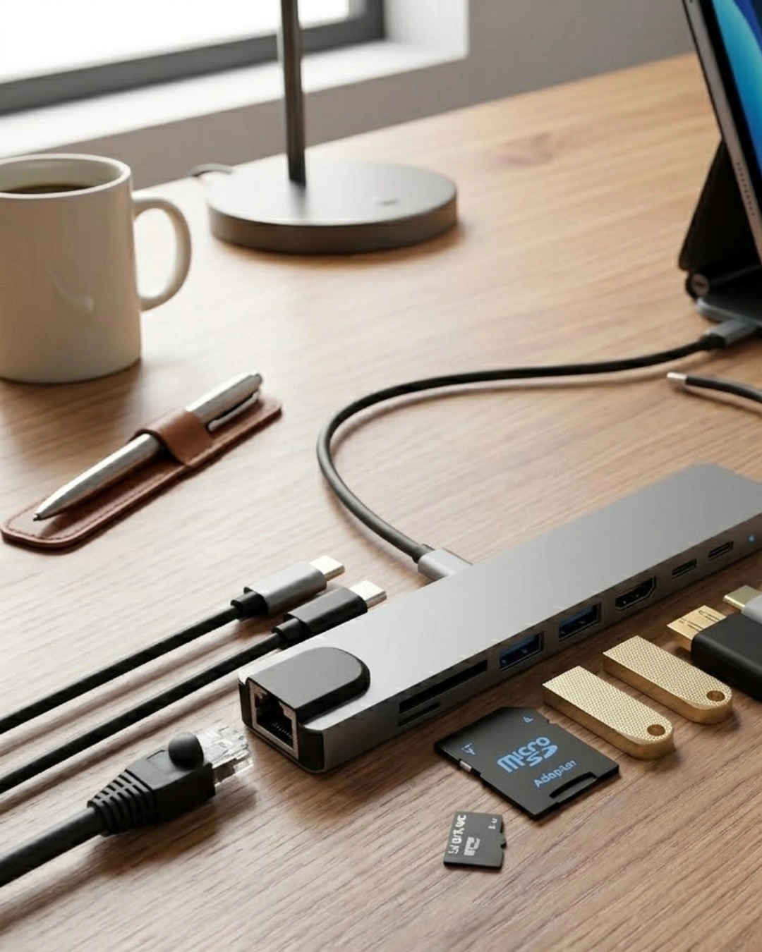 BUĞZ Type C Çoklu Port Hub 8 Port USB HDMI SD Kart Ethernet Adaptör