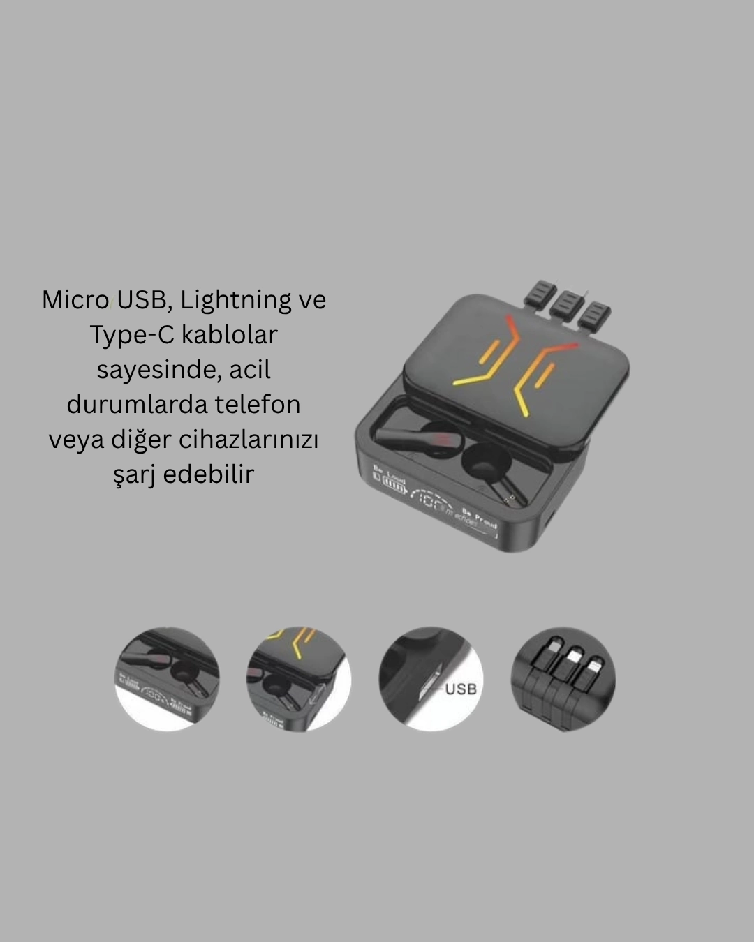 BUĞZ Type-C Girişli Bluetooth Kulaklık – Uzun Bekleme Süresi
