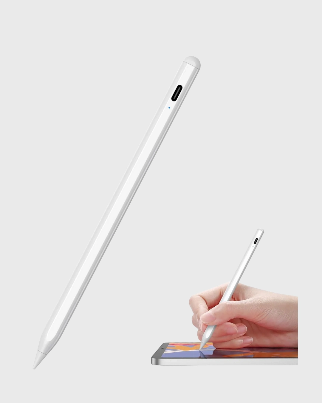 BUĞZ Type-C Şarjlı Dokunmatik Kalem – iPad, iPhone ve Android Uyumlu, Sessiz Çalışan