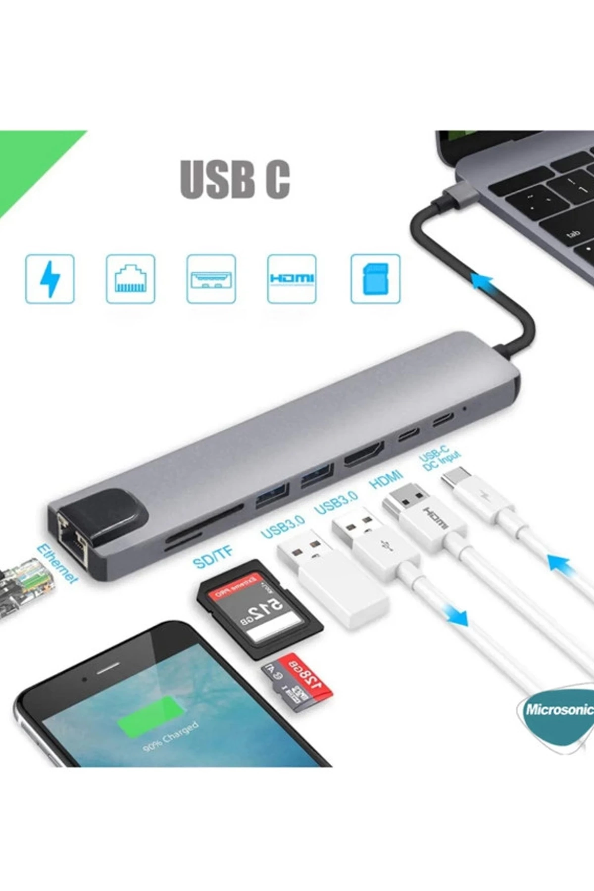 BUĞZ Type-c To Hdtv Multifunction Adapter 8 Port Kablo
