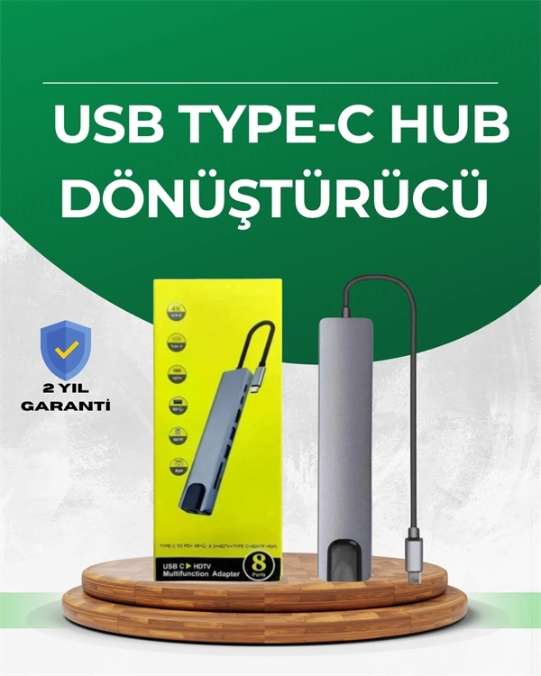 BUĞZ Type‑C Dönüştürücü – 2×USB3.0, SD/MS, 4K HDMI & RJ45 ile Profesyonel Kullanım