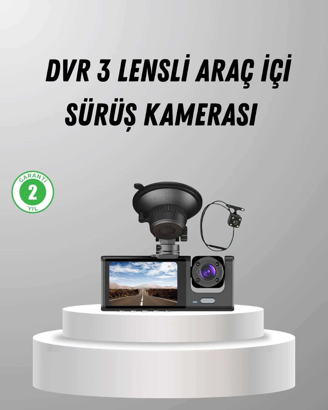 BUĞZ Üç Kameralı Araç DVR Full HD Gece Görüşlü ve 2 inç IPS Ekranlı
