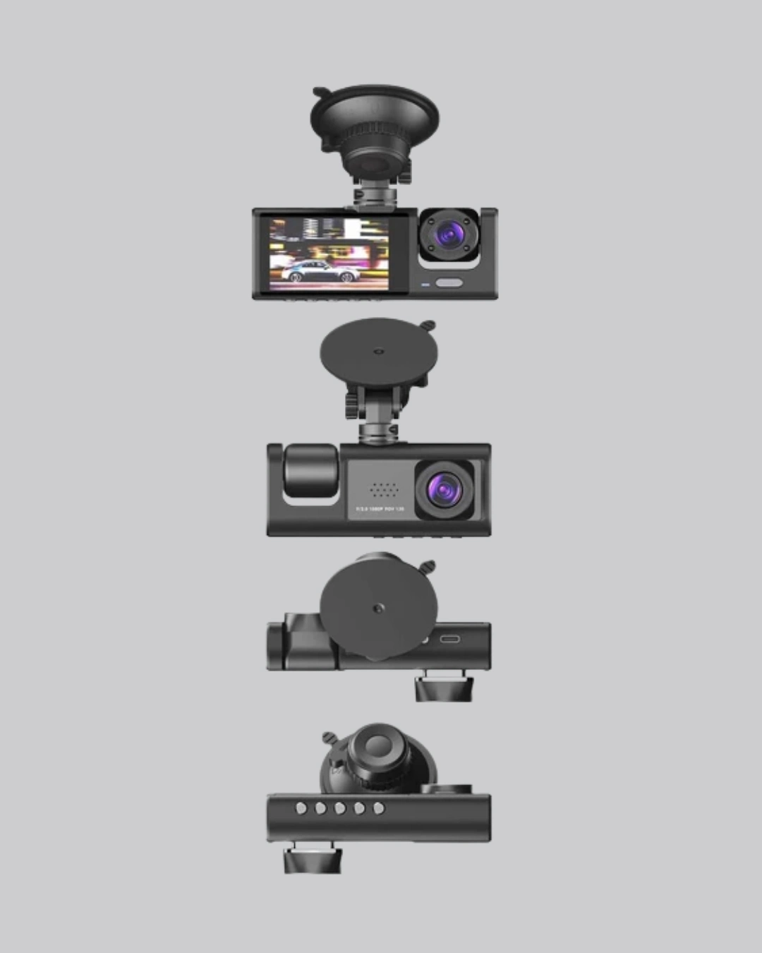 BUĞZ Üç Kameralı Araç DVR Full HD Gece Görüşlü ve 2 inç IPS Ekranlı