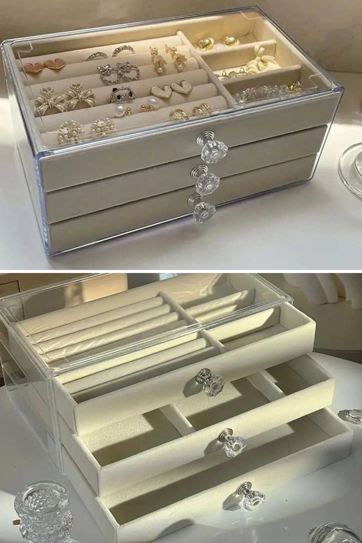 BUĞZ Üç Katlı Çekmeceli Takı Kozmetik Organizer
