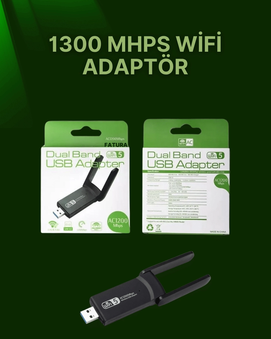 BUĞZ USB 3.0 Wireless Adaptör – 2.4GHz & 5GHz Destekli