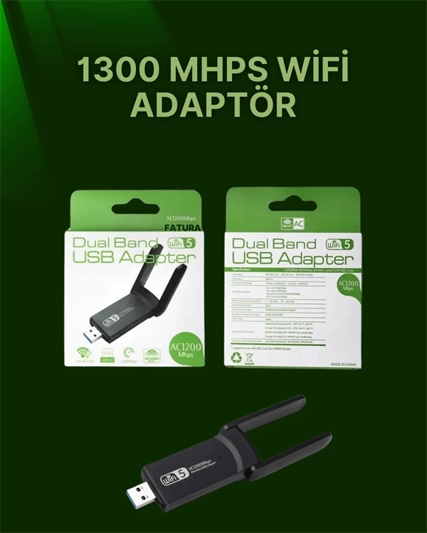 BUĞZ USB 3.0 Wireless Adaptör – 2.4GHz & 5GHz Destekli BUĞZ USB 3.0 Wireless Adaptör – 2.4GHz & 5GHz Destekli