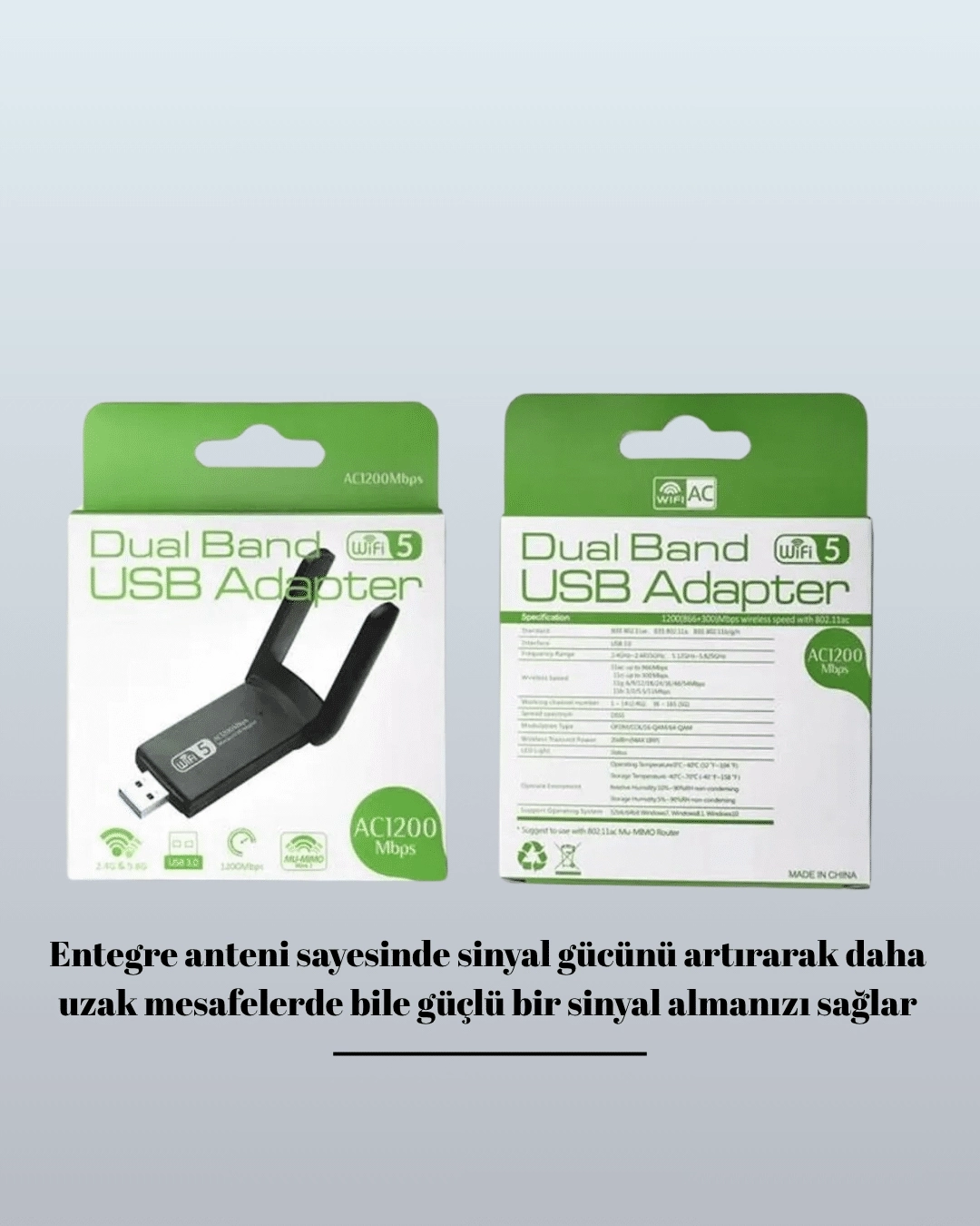 BUĞZ USB 3.0 Wireless Adaptör – 2.4GHz & 5GHz Destekli